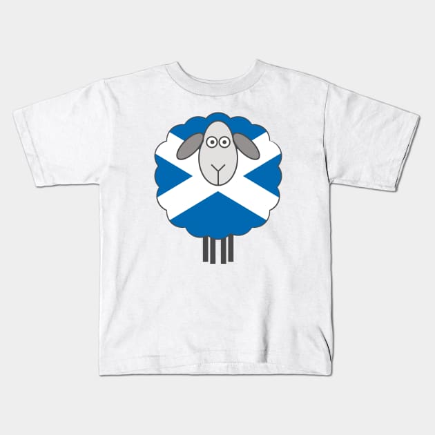 Scottish Saltire Flag Patterned Sheep Kids T-Shirt by MacPean